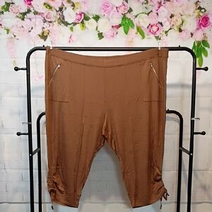 Susan Graver Brown Pants with Zipper Pockets